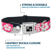 Dog Bone Seatbelt Buckle Collar - Hibiscus Neon Pink/White