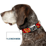 Dog Bone Seatbelt Buckle Collar - Hot Dogs/Buffalo Plaid Black/Red