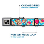 Dog Bone Seatbelt Buckle Collar - Happy Cupcakes Buffalo Plaid White/Blue