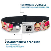 Dog Bone Seatbelt Buckle Collar - Happy Cupcakes Buffalo Plaid White/Pink