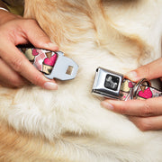 Dog Bone Seatbelt Buckle Collar - Happy Cupcakes Buffalo Plaid White/Pink