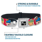 Dog Bone Seatbelt Buckle Collar - Happy Cupcakes/Dots Pink/Green