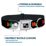 Dog Bone Seatbelt Buckle Collar - HATER Black/Red/Rainbow Fade