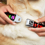 Dog Bone Seatbelt Buckle Collar - HATER Black/Red/Rainbow Fade