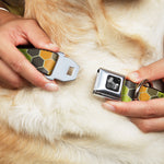 Dog Bone Seatbelt Buckle Collar - Honeycomb Greens/Orange