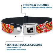 Dog Bone Seatbelt Buckle Collar - Hot Dogs Buffalo Plaid White/Red
