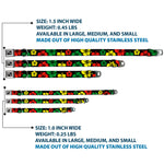 Dog Bone Seatbelt Buckle Collar - Hibiscus CLOSE-UP Black/Green/Yellow/Red