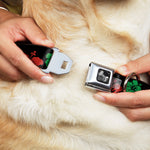 Dog Bone Seatbelt Buckle Collar - Hibiscus CLOSE-UP Black/Green/Yellow/Red