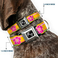 Load image into Gallery viewer, Dog Bone Seatbelt Buckle Collar - Hibiscus w/Stripes Gold/Multi Pastel
