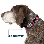 Dog Bone Seatbelt Buckle Collar - Hibiscus Weathered Black/Pink