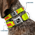 Load image into Gallery viewer, Dog Bone Seatbelt Buckle Collar - HMMM, I DON'T THINK SO! Yellow/Pink

