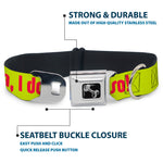 Dog Bone Seatbelt Buckle Collar - HMMM, I DON'T THINK SO! Yellow/Pink
