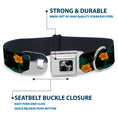 Load image into Gallery viewer, Dog Bone Seatbelt Buckle Collar - Hibiscus Flowers Black/Green/Orange
