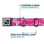 Dog Bone Seatbelt Buckle Collar - Hibiscus Collage White/Pinks