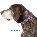 Dog Bone Seatbelt Buckle Collar - Hibiscus Collage White/Pinks