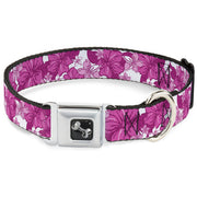 Dog Bone Seatbelt Buckle Collar - Hibiscus Collage White/Pinks