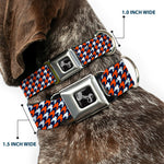 Dog Bone Seatbelt Buckle Collar - Houndstooth Navy/Orange/White