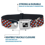 Dog Bone Seatbelt Buckle Collar - Houndstooth Navy/Orange/White
