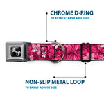 Dog Bone Seatbelt Buckle Collar - Hibiscus Collage Pink Shades
