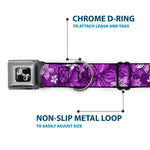Dog Bone Seatbelt Buckle Collar - Hibiscus Collage Purple Shades