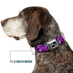 Dog Bone Seatbelt Buckle Collar - Hibiscus Collage Purple Shades
