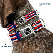 Dog Bone Seatbelt Buckle Collar - Hawaii Flags Weathered Blue/Red/White