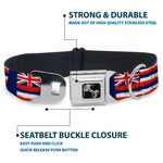 Dog Bone Seatbelt Buckle Collar - Hawaii Flags Weathered Blue/Red/White