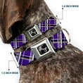 Load image into Gallery viewer, Dog Bone Seatbelt Buckle Collar - Houndstooth Gray/Purple/White
