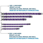 Dog Bone Seatbelt Buckle Collar - Houndstooth Gray/Purple/White