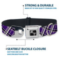 Load image into Gallery viewer, Dog Bone Seatbelt Buckle Collar - Houndstooth Gray/Purple/White

