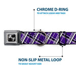 Dog Bone Seatbelt Buckle Collar - Houndstooth Gray/Purple/White