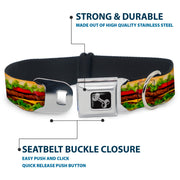 Dog Bone Seatbelt Buckle Collar - Hamburger Vivid