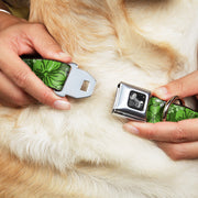 Dog Bone Seatbelt Buckle Collar - Hibiscus Collage Green Shades
