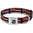 Load image into Gallery viewer, Dog Bone Seatbelt Buckle Collar - Hawaii Flags2/Navy
