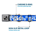 Dog Bone Seatbelt Buckle Collar - Hibiscus Blue/White