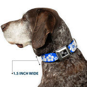 Dog Bone Seatbelt Buckle Collar - Hibiscus Blue/White