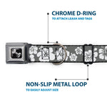 Dog Bone Seatbelt Buckle Collar - Hibiscus Gray/White