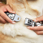 Dog Bone Seatbelt Buckle Collar - Hibiscus Gray/White