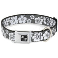 Load image into Gallery viewer, Dog Bone Seatbelt Buckle Collar - Hibiscus Gray/White
