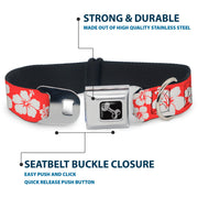 Dog Bone Seatbelt Buckle Collar - Hibiscus Light Red/White