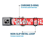 Dog Bone Seatbelt Buckle Collar - Hibiscus Light Red/White