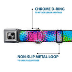 Dog Bone Seatbelt Buckle Collar - Halftone Dots Light Blue/Blues/Greens/Pinks