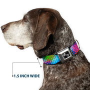 Dog Bone Seatbelt Buckle Collar - Halftone Dots Light Blue/Blues/Greens/Pinks