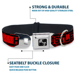 Dog Bone Seatbelt Buckle Collar - HUSTLE HARDER/Stripes Weathered Red/Black