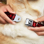 Dog Bone Seatbelt Buckle Collar - HUSTLE HARDER/Stripes Weathered Red/Black