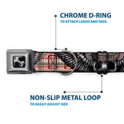 Dog Bone Seatbelt Buckle Collar - Irish Skulls/Plaid