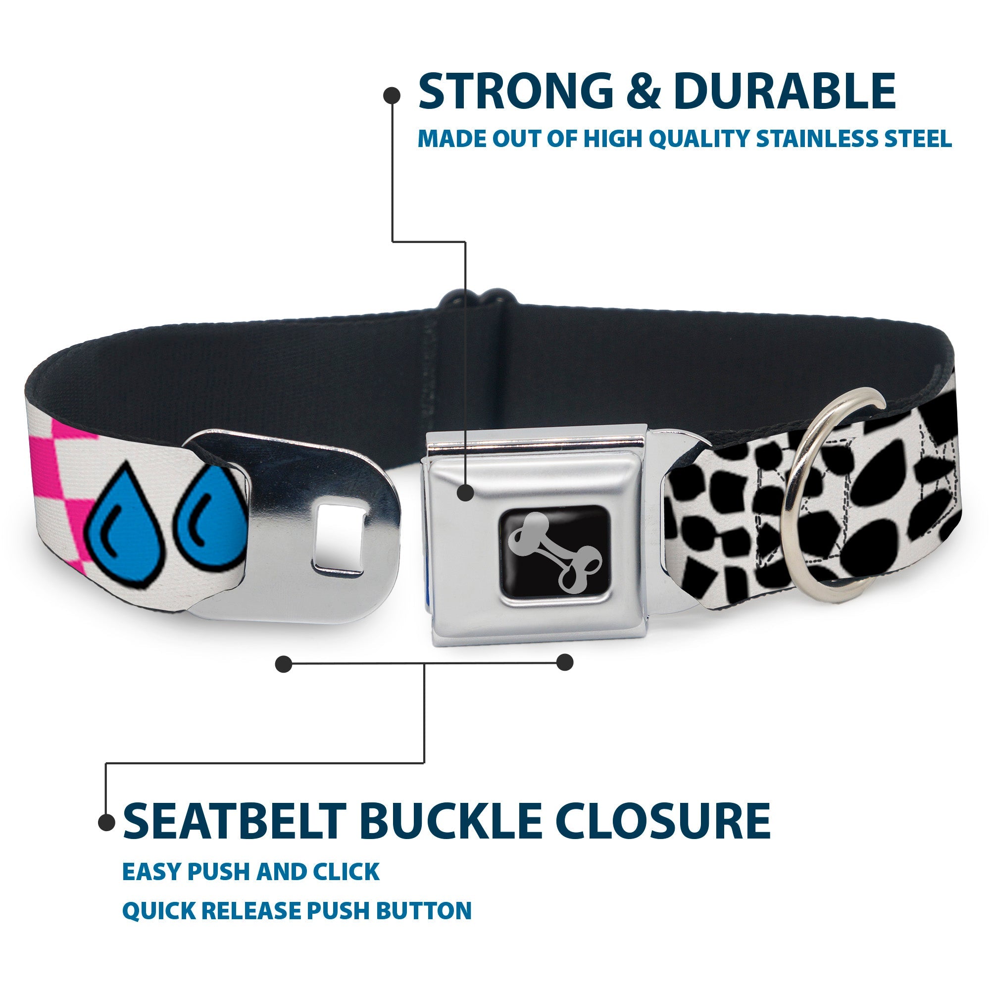 Dog Bone Seatbelt Buckle Collar - Icons & Patterns 1