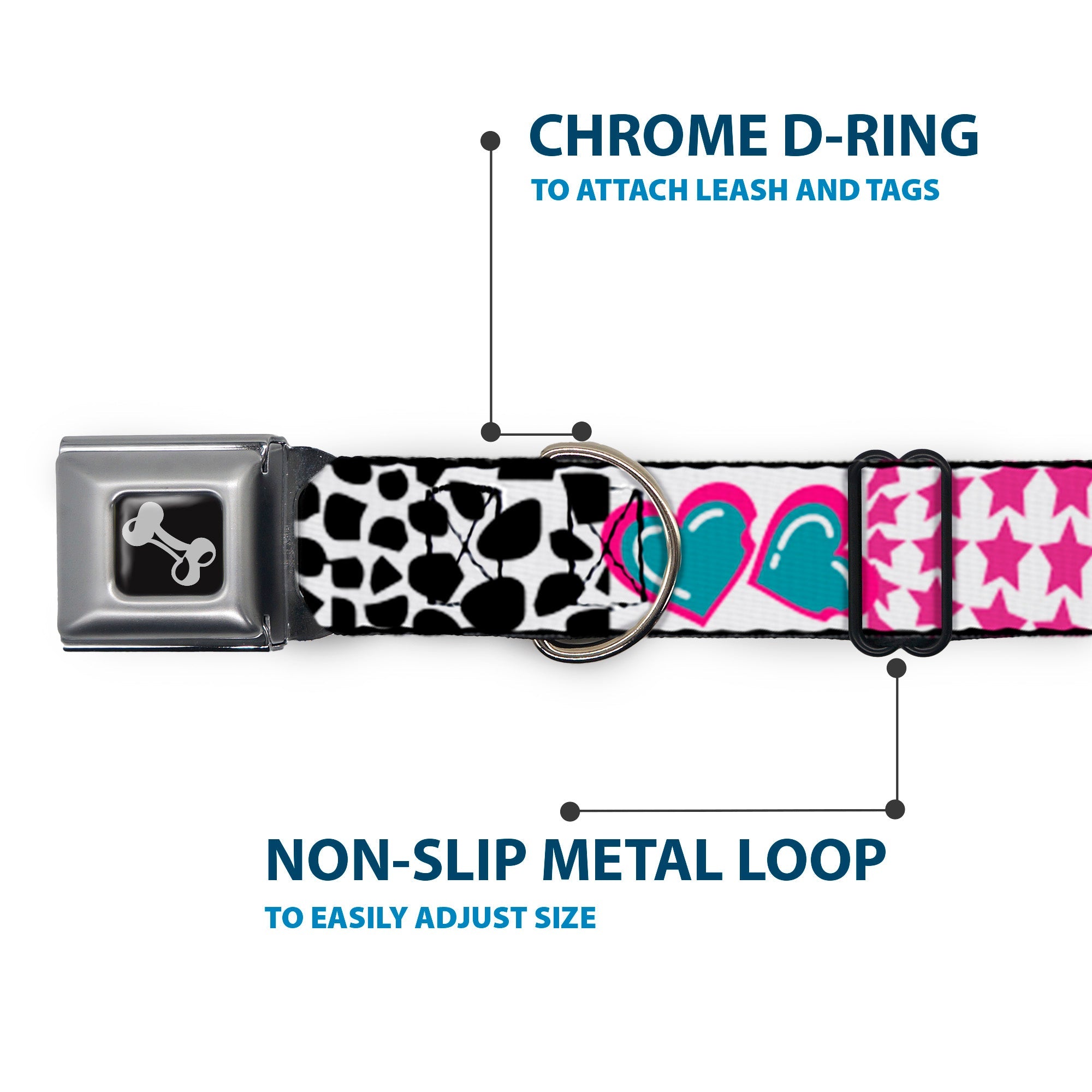 Dog Bone Seatbelt Buckle Collar - Icons & Patterns 1