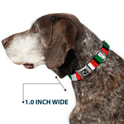 Dog Bone Seatbelt Buckle Collar - Italy Flags