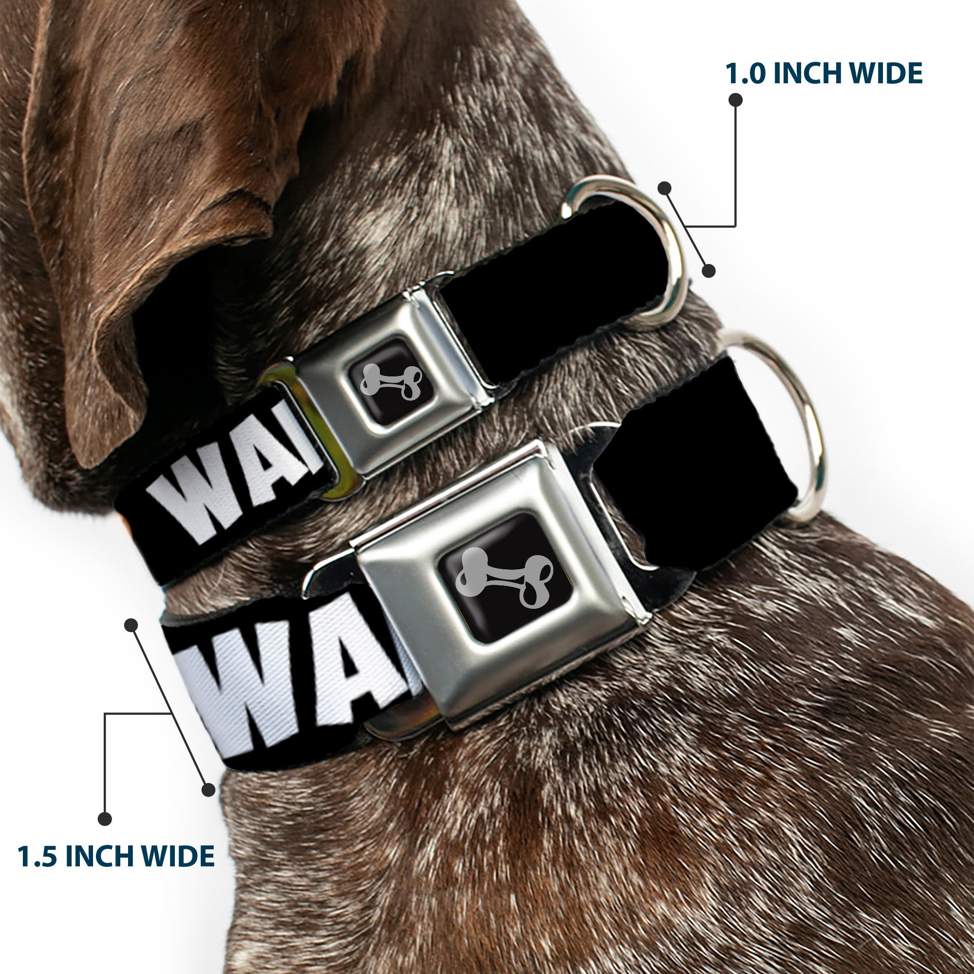 Dog Bone Seatbelt Buckle Collar - I Heart Waffles Text